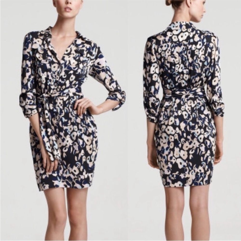 Diane Von Furstenberg Reggina Cargo River Leopard Silk Dress, Size 6